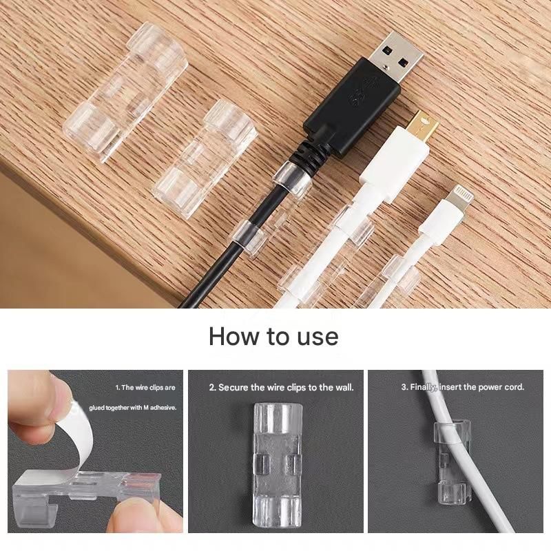 100 Pack Self-Adhesive Cable Clips Non-Marking Cord Management Holder for Desk and Car, Drill-Free Wire Fixer Solution for Local Workspaces(Small size)