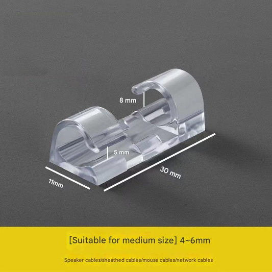 100 Pack Self-Adhesive Cable Clips Non-Marking Cord Management Holder for Desk and Car, Drill-Free Wire Fixer Solution for Local Workspaces(Medium size)