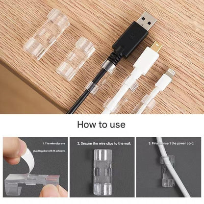 100 Pack Self-Adhesive Cable Clips Non-Marking Cord Management Holder for Desk and Car, Drill-Free Wire Fixer Solution for Local Workspaces(Medium size)