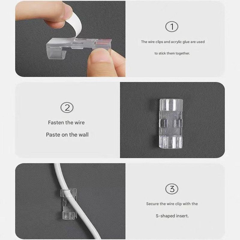 100 Pack Self-Adhesive Cable Clips Non-Marking Cord Management Holder for Desk and Car, Drill-Free Wire Fixer Solution for Local Workspaces(Large size)