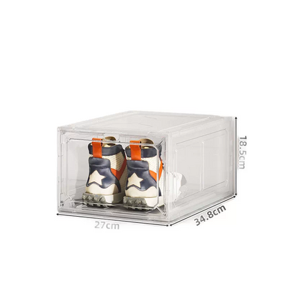 White Transparent Magnetic Shoe Box Stackable Dustproof Sneaker Storage Case for Basketball Shoes Clear Display Organizer for Local Home and Dormitory