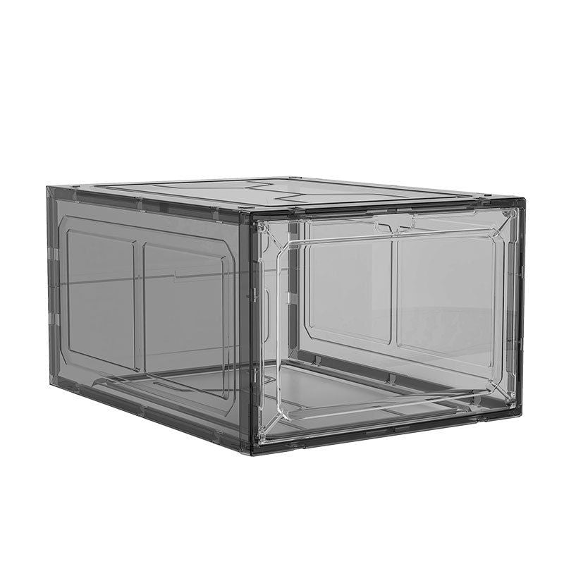 Black Transparent Magnetic Shoe Box Stackable Dustproof Sneaker Storage Case for Basketball Shoes Clear Display Organizer for Local Home and Dormitory