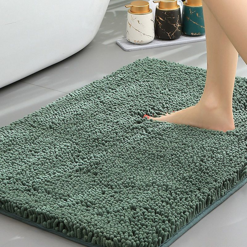 Atrovirens Thickened Chenille Bathroom Floor Mat 50x80cm Super Absorbent Non-Slip TPR Backing Rug for Shower Entrance and Washroom Soft Comfort for Local Households