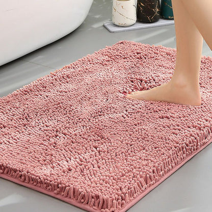 Bean paste powder Thickened Chenille Bathroom Floor Mat 50x80cm Super Absorbent Non-Slip TPR Backing Rug for Shower Entrance and Washroom Soft Comfort for Local Households