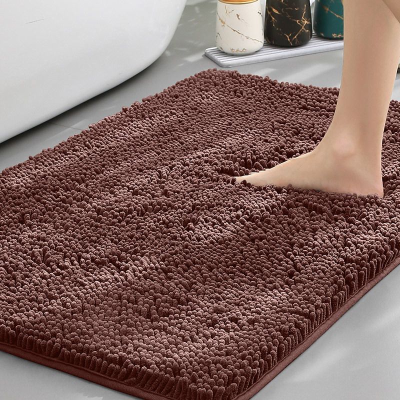 Brown Thickened Chenille Bathroom Floor Mat 50x80cm Super Absorbent Non-Slip TPR Backing Rug for Shower Entrance and Washroom Soft Comfort for Local Households