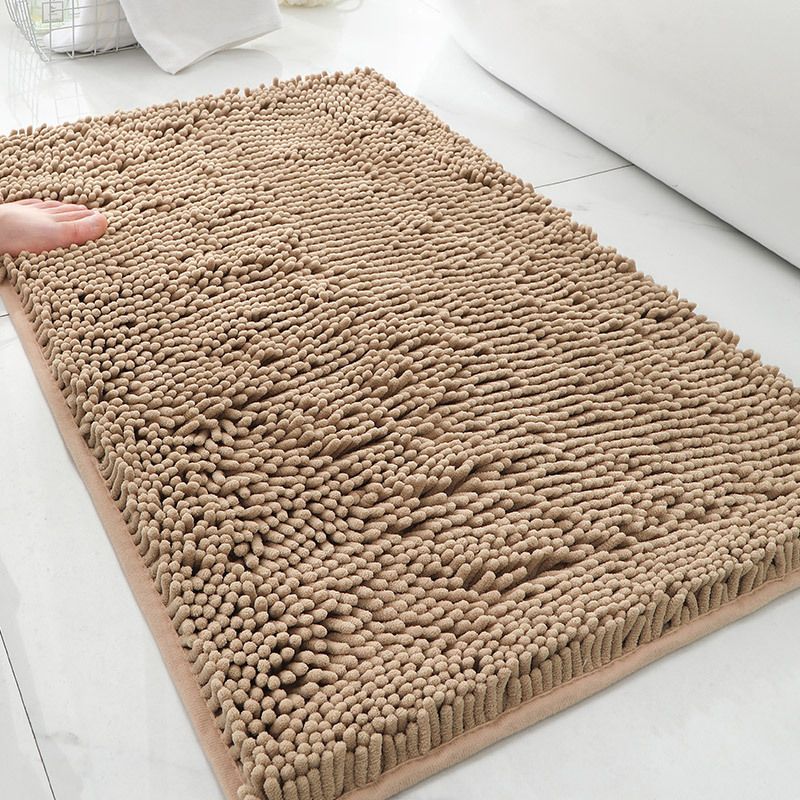 Dark Beige Thickened Chenille Bathroom Floor Mat 50x80cm Super Absorbent Non-Slip TPR Backing Rug for Shower Entrance and Washroom Soft Comfort for Local Households