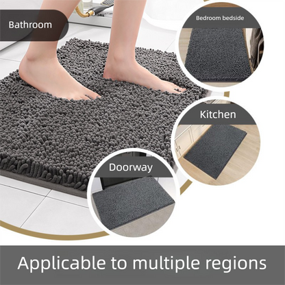 Dark Beige Thickened Chenille Bathroom Floor Mat 50x80cm Super Absorbent Non-Slip TPR Backing Rug for Shower Entrance and Washroom Soft Comfort for Local Households