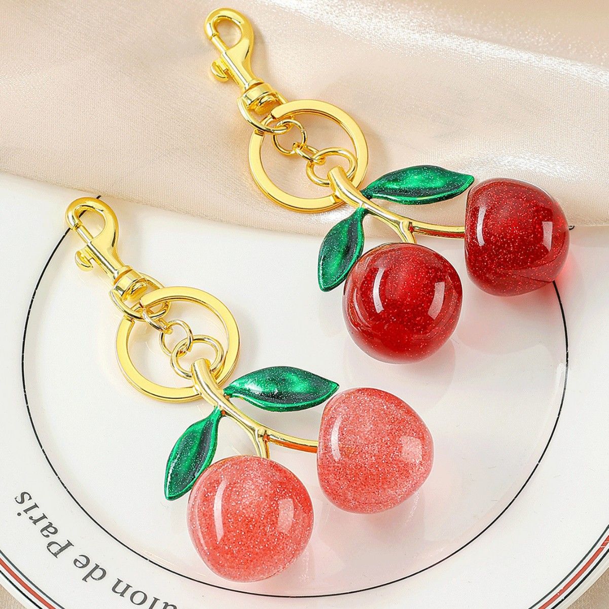 Fashionable Cherry Keychain with Fruit Pendant for Handbags and Keys Stylish Accessory Solution for Local Trendsetters(A04)