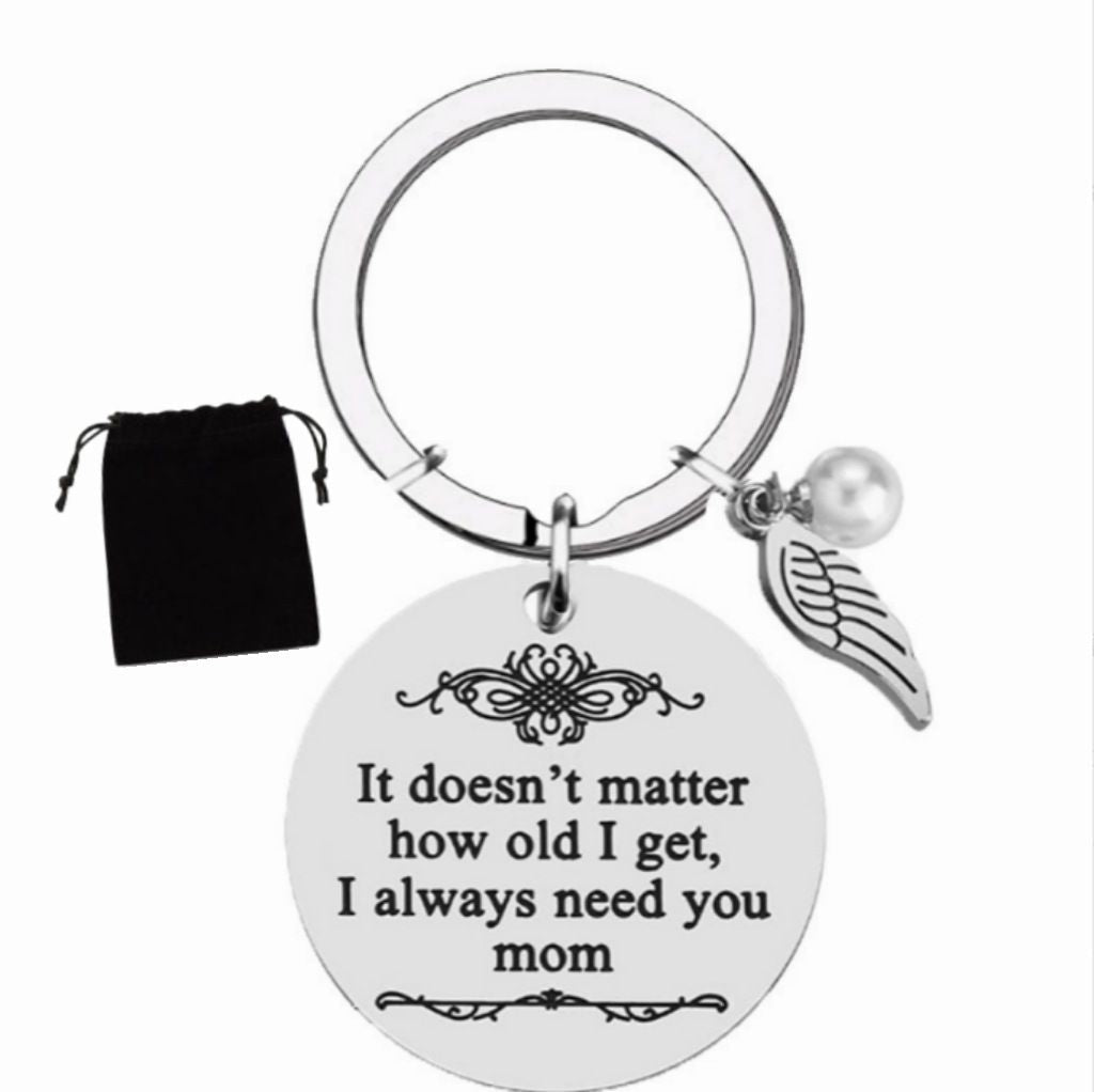 Stainless Steel Mother's Day Keychain with Gift Box and Velvet Bag Gratitude Gift for Mom Meaningful Keepsake for Local Families and Special Celebrations