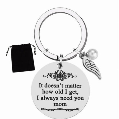 Stainless Steel Mother's Day Keychain with Gift Box and Velvet Bag Gratitude Gift for Mom Meaningful Keepsake for Local Families and Special Celebrations