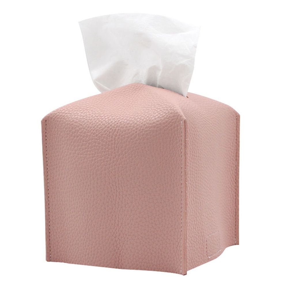 2 Pack Pink PU Leather Rectangular Tissue Box Covers Foldable Roll Paper Bag for Car Home and Bathroom Modern Storage Solution for Local Households