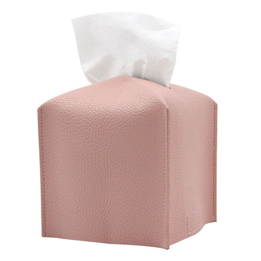 2 Pack Pink PU Leather Rectangular Tissue Box Covers Foldable Roll Paper Bag for Car Home and Bathroom Modern Storage Solution for Local Households