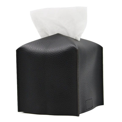 2 Pack Black PU Leather Rectangular Tissue Box Covers Foldable Roll Paper Bag for Car Home and Bathroom Modern Storage Solution for Local Households