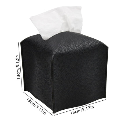 2 Pack Black PU Leather Rectangular Tissue Box Covers Foldable Roll Paper Bag for Car Home and Bathroom Modern Storage Solution for Local Households
