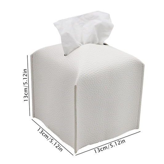 2 Pack White PU Leather Rectangular Tissue Box Covers Foldable Roll Paper Bag for Car Home and Bathroom Modern Storage Solution for Local Households