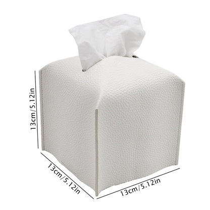 2 Pack White PU Leather Rectangular Tissue Box Covers Foldable Roll Paper Bag for Car Home and Bathroom Modern Storage Solution for Local Households