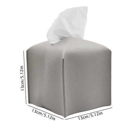 2 Pack Grey PU Leather Rectangular Tissue Box Covers Foldable Roll Paper Bag for Car Home and Bathroom Modern Storage Solution for Local Households