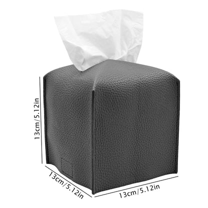 2 Pack Dark grey PU Leather Rectangular Tissue Box Covers Foldable Roll Paper Bag for Car Home and Bathroom Modern Storage Solution for Local Households