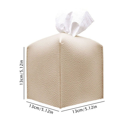 2 Pack Beige PU Leather Rectangular Tissue Box Covers Foldable Roll Paper Bag for Car Home and Bathroom Modern Storage Solution for Local Households