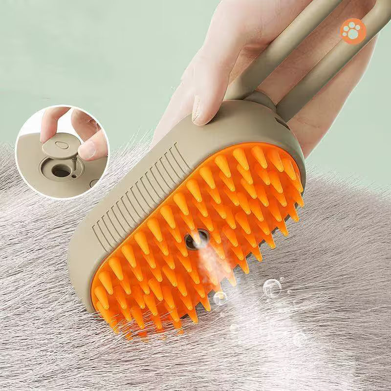 2 Pieces Khaki Pet Electric Spray Massage Comb for Dogs and Cats 3-in-1 Steam Grooming Brush for De-shedding and Waterless Cleaning Solution for Local Pet Owners