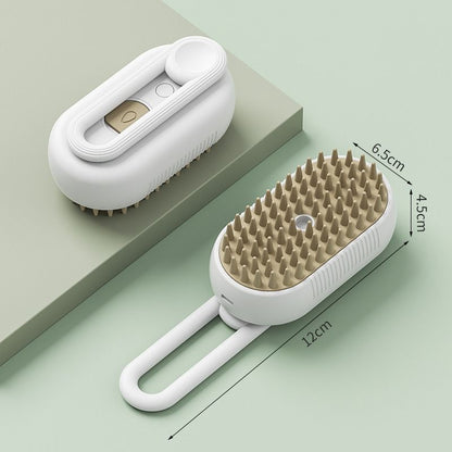 2 Pieces White Pet Electric Spray Massage Comb for Dogs and Cats 3-in-1 Steam Grooming Brush for De-shedding and Waterless Cleaning Solution for Local Pet Owners