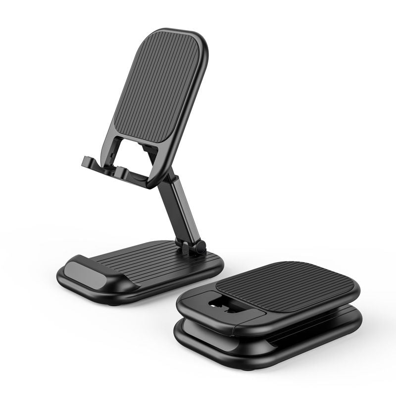 Black Adjustable Desktop Phone Stand Telescopic Foldable Portable Tablet Holder for Home Office and Streaming Ergonomic Solution for Local Professionals