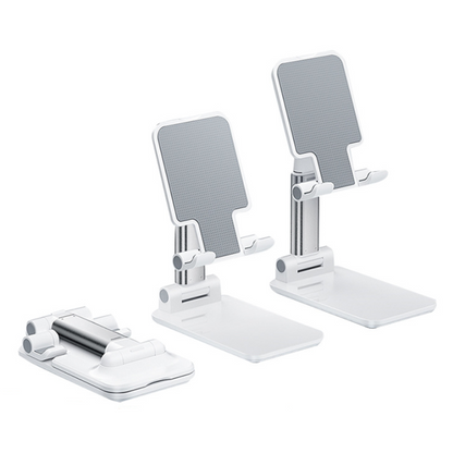 White Adjustable Desktop Phone Stand with Height Extension and Foldable Design for Online Classes and Streaming Comfortable Hands-Free Solution for Local Users