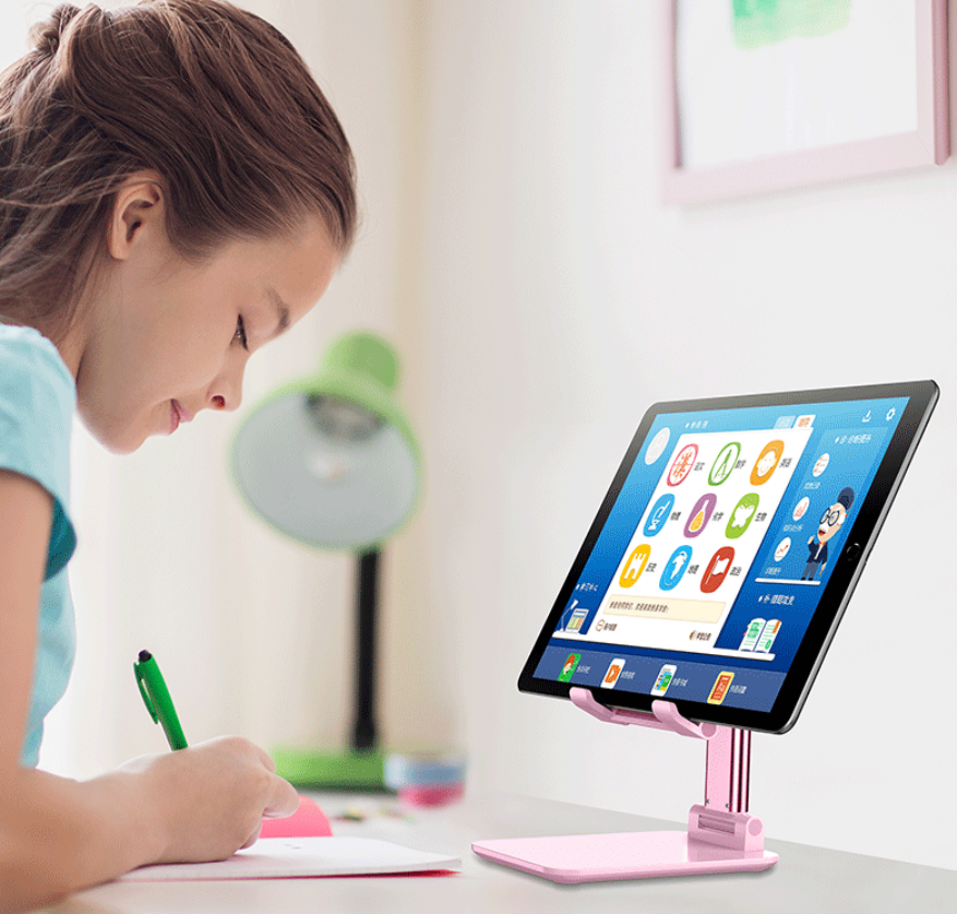 White Adjustable Desktop Phone Stand with Height Extension and Foldable Design for Online Classes and Streaming Comfortable Hands-Free Solution for Local Users