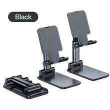 Black Adjustable Desktop Phone Stand with Height Extension and Foldable Design for Online Classes and Streaming Comfortable Hands-Free Solution for Local Users