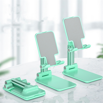 Green Adjustable Desktop Phone Stand with Height Extension and Foldable Design for Online Classes and Streaming Comfortable Hands-Free Solution for Local Users