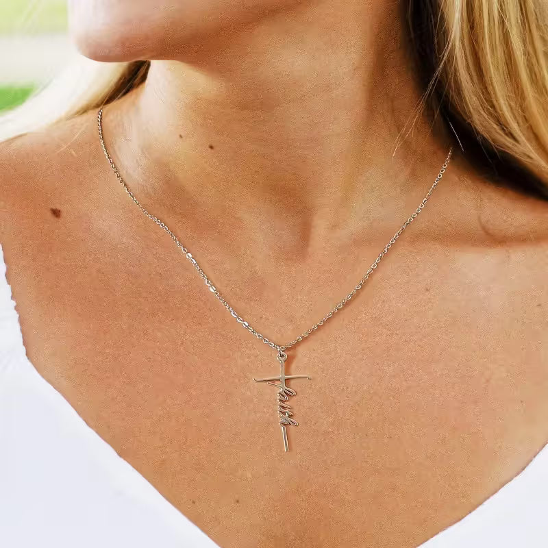 Stainless Steel Cross Necklace for Women Mother's Day Holiday Gift Elegant Jewelry Piece for Local Standard Everyday Wear(mama)