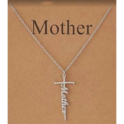 Stainless Steel Cross Necklace for Women Mother's Day Holiday Gift Elegant Jewelry Piece for Local Standard Everyday Wear(mother)