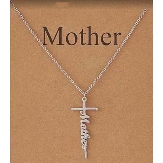 Stainless Steel Cross Necklace for Women Mother's Day Holiday Gift Elegant Jewelry Piece for Local Standard Everyday Wear(mother)