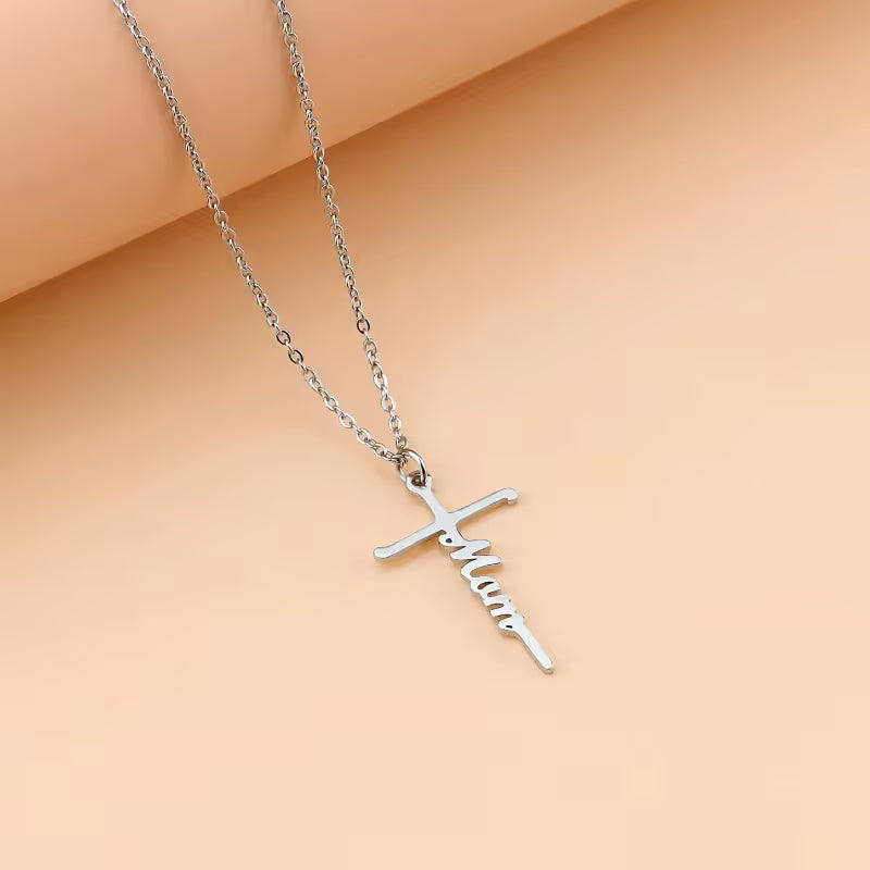 Stainless Steel Cross Necklace for Women Mother's Day Holiday Gift Elegant Jewelry Piece for Local Standard Everyday Wear(mother)
