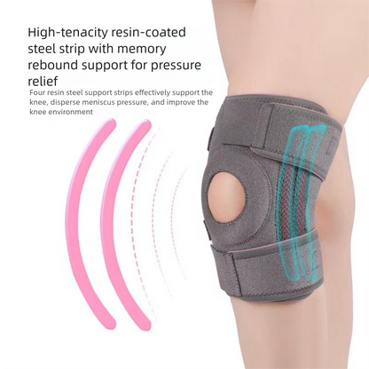 Grayish pink Adjustable Open Patella Knee Brace with Spring Support and Compression Straps for Basketball Squats and Running Joint Protection for Local Athletes
