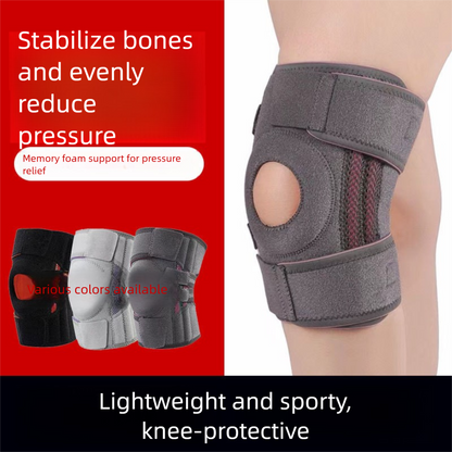 Black and orange Adjustable Open Patella Knee Brace with Spring Support and Compression Straps for Basketball Squats and Running Joint Protection for Local Athletes