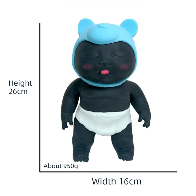 White 26CM Large Squeeze Ugly Doll Stress Relief Toy Slow Rebound TPR Sand-Filled Squishy Figure for Local Home Pretend Play and Anxiety Reduction(Blue cap and white trousers)