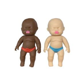 2 Pack 13cm Natasha Squeeze Dolls Black and White Mini Slow Rebound TPR Sand Filled Stress Relief Toys with Random Underwear Color for Local Home Fun