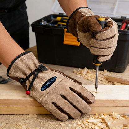 Size L Durable Cowhide Work Gloves for Welding Gardening and Outdoor Camping Thorn Proof Heat Resistant Hand Protection for Local Professionals