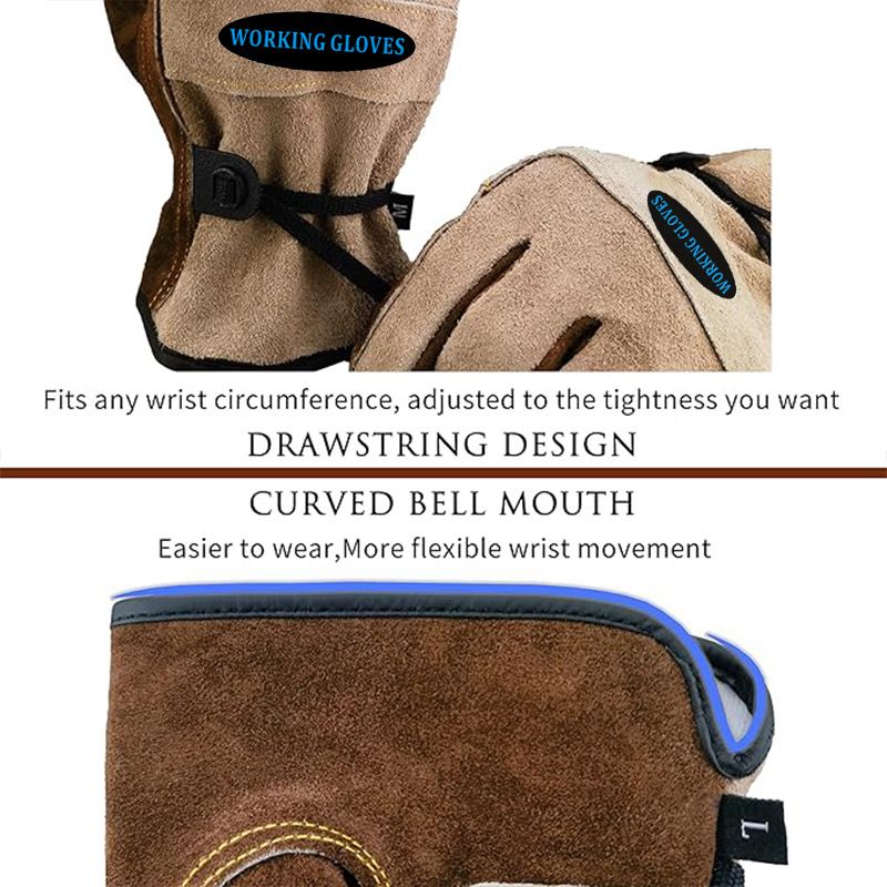 Size XL Durable Cowhide Work Gloves for Welding Gardening and Outdoor Camping Thorn Proof Heat Resistant Hand Protection for Local Professionals