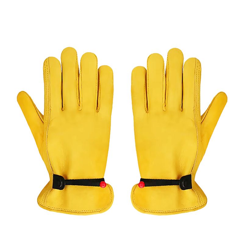 Size S Golden Yellow Top-Grain Cowhide Protective Work Gloves, Durable Wear-Resistant Labor Safety Solution for Local Industrial Professionals