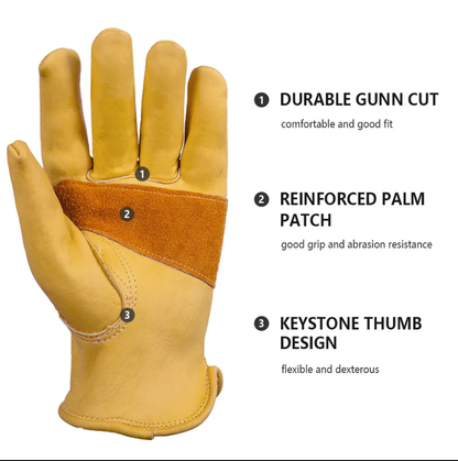 Size S Golden Yellow Top-Grain Cowhide Protective Work Gloves, Durable Wear-Resistant Labor Safety Solution for Local Industrial Professionals