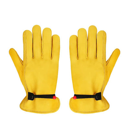Size M Golden Yellow Top-Grain Cowhide Protective Work Gloves, Durable Wear-Resistant Labor Safety Solution for Local Industrial Professionals