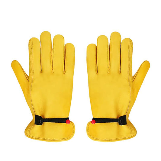 Size L Golden Yellow Top-Grain Cowhide Protective Work Gloves, Durable Wear-Resistant Labor Safety Solution for Local Industrial Professionals