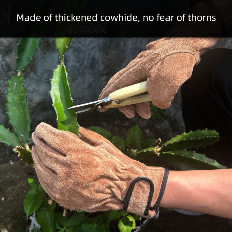 Size L Heavy-Duty Cowhide Protective Gloves with Heat Resistant and Wear-Proof Leather for Outdoor Camping Welding and Industrial Work Reliable Hand Guard for Local Professionals
