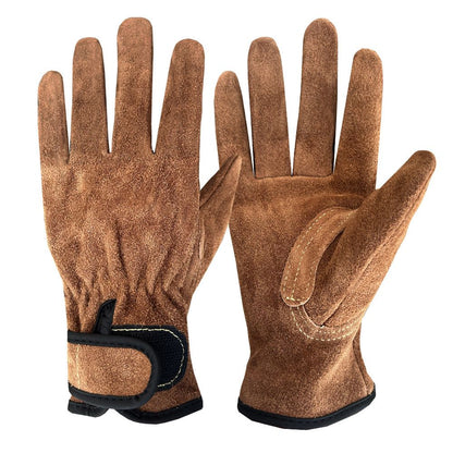 Size 2XL Heavy-Duty Cowhide Protective Gloves with Heat Resistant and Wear-Proof Leather for Outdoor Camping Welding and Industrial Work Reliable Hand Guard for Local Professionals