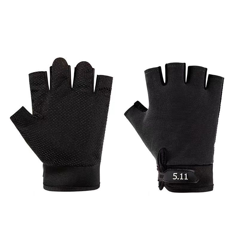 Black Tactical Half Finger Gloves with Hard Knuckle Protection - Non-Slip Breathable Combat Gloves for Men and Women, Heavy Duty Fingerless Design for Outdoor Training, Hiking, Cycling and Shooting