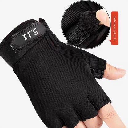 Black Tactical Half Finger Gloves with Hard Knuckle Protection - Non-Slip Breathable Combat Gloves for Men and Women, Heavy Duty Fingerless Design for Outdoor Training, Hiking, Cycling and Shooting