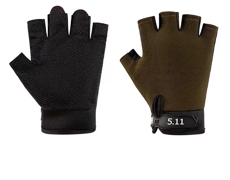 Green Tactical Half Finger Gloves with Hard Knuckle Protection - Non-Slip Breathable Combat Gloves for Men and Women, Heavy Duty Fingerless Design for Outdoor Training, Hiking, Cycling and Shooting