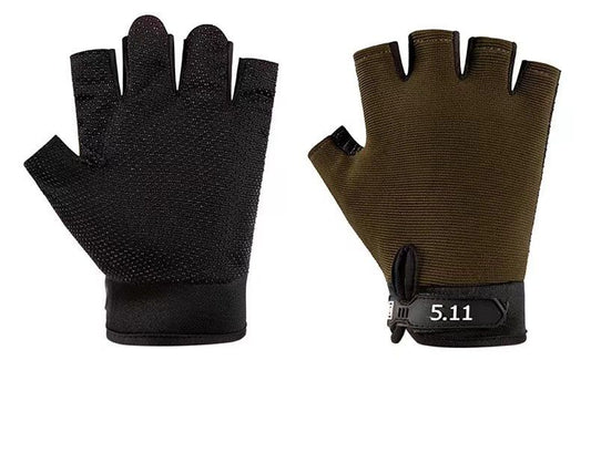 Green Tactical Half Finger Gloves with Hard Knuckle Protection - Non-Slip Breathable Combat Gloves for Men and Women, Heavy Duty Fingerless Design for Outdoor Training, Hiking, Cycling and Shooting